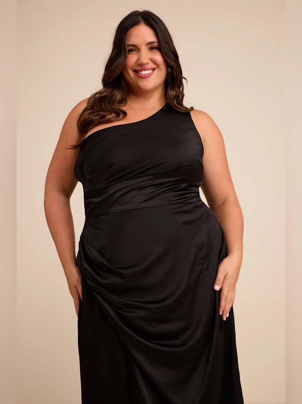 Lulus Dreaming of Elegance Black Satin One-Shoulder Maxi Dress - Picture 7 of 12